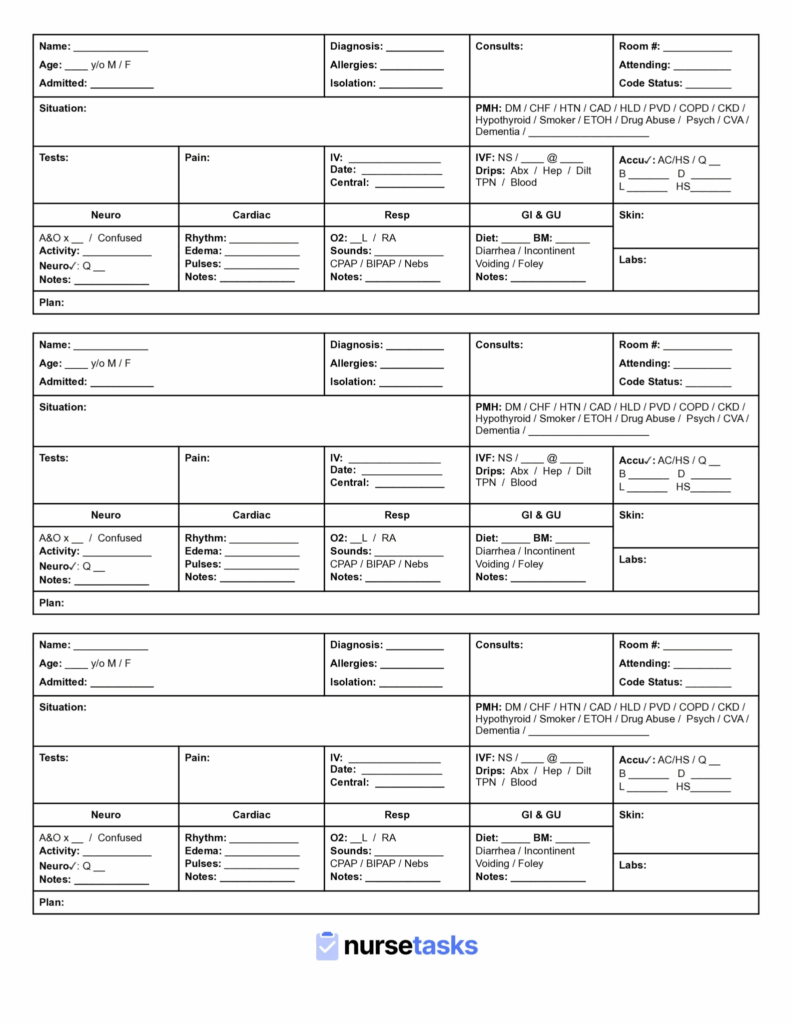 10 Amazing FREE Nursing Report Sheet Downloads