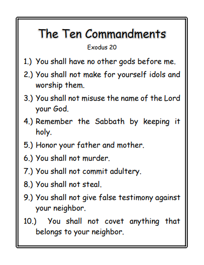 10 Commandments For Kids Free Printable