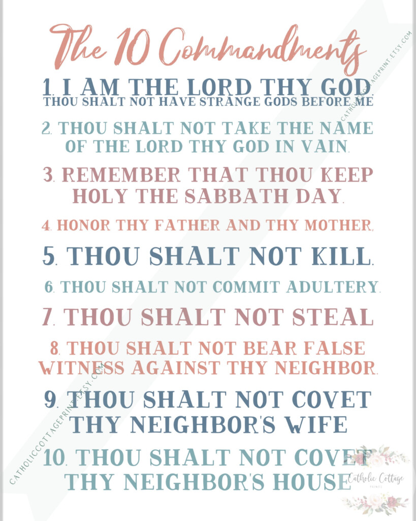 10 Commandments Printable Catholic Homeschool Or Teacher Digital 