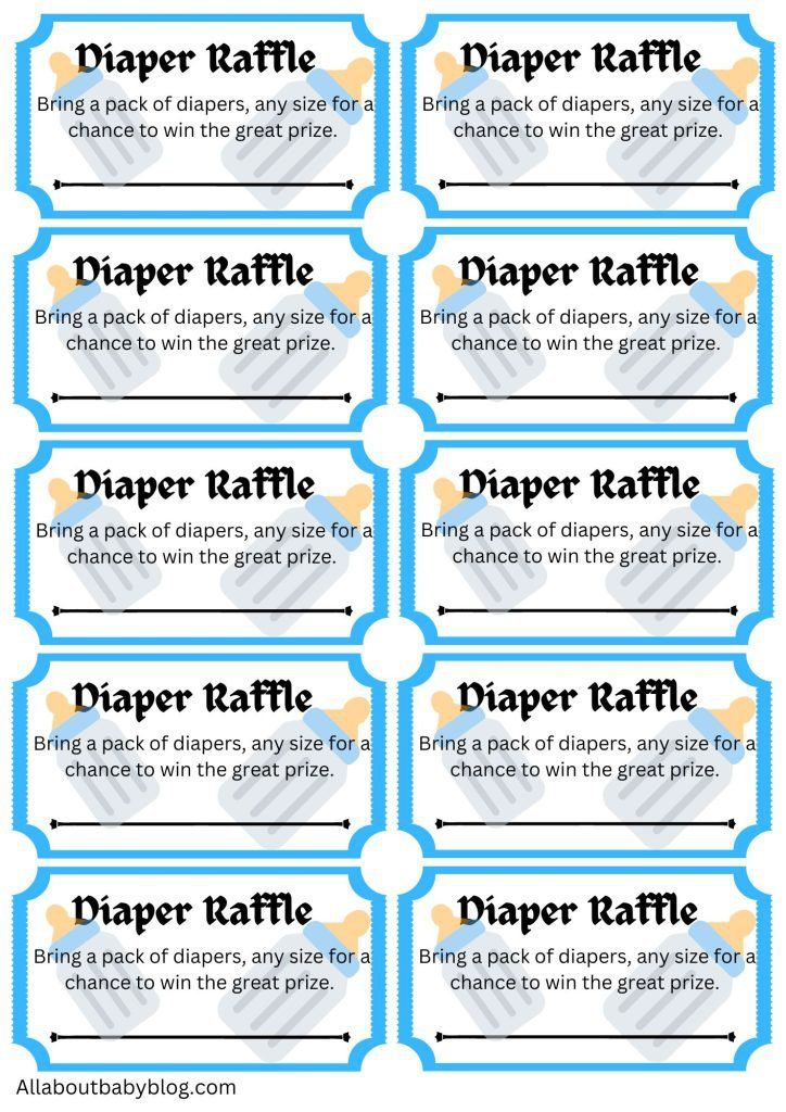 10 Free Printable Diaper Raffle Tickets For Your Perfect Baby Shower 