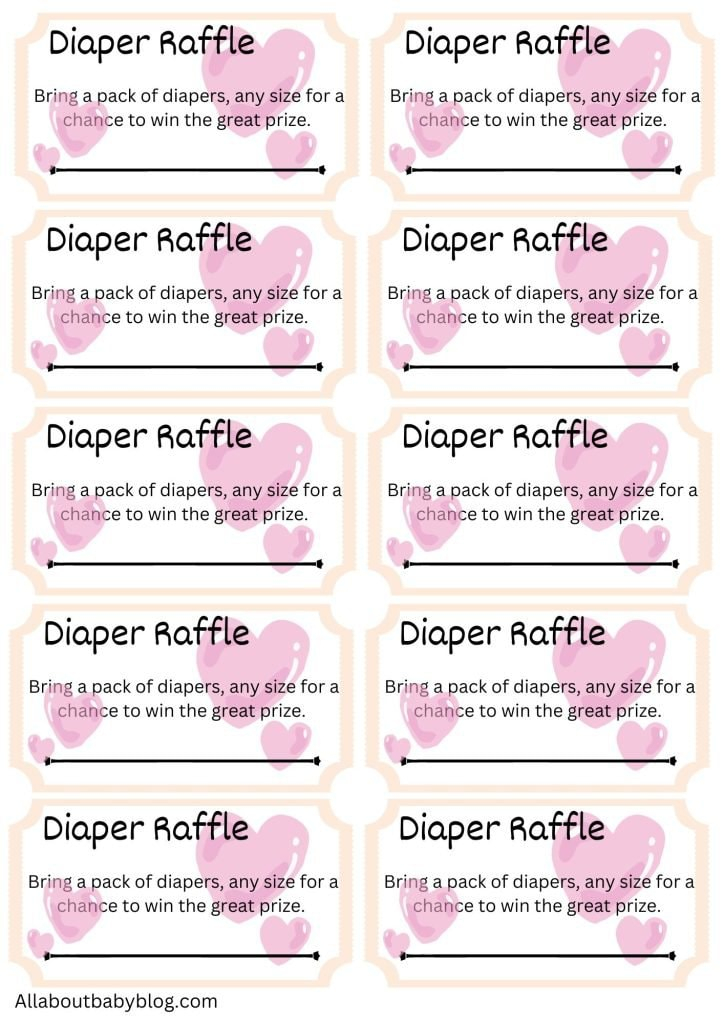 10 Free Printable Diaper Raffle Tickets For Your Perfect Baby Shower 
