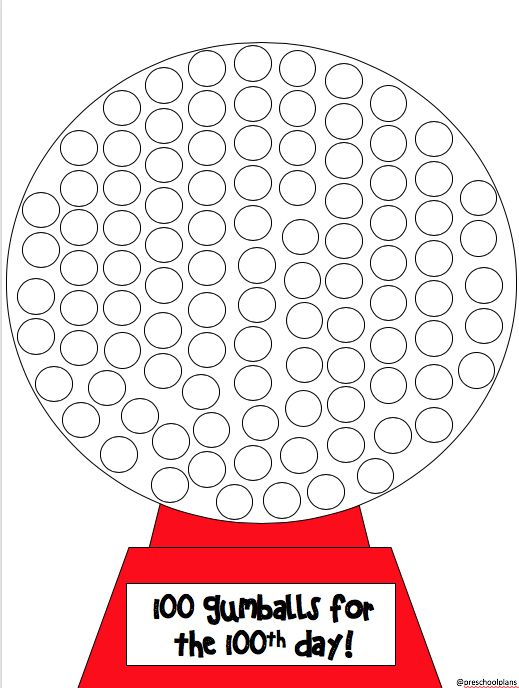 100 Gumballs For 100 Days Printable