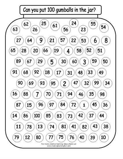 100th Day Math 100 Gumballs In A Jar SupplyMe