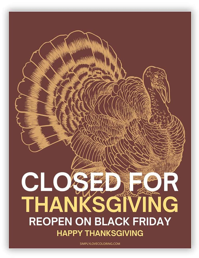 11 Free Printable Closed For Thanksgiving Signs PDF Printables 
