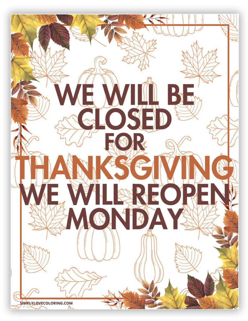 11 Free Printable Closed For Thanksgiving Signs PDF Printables 