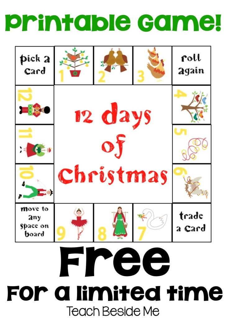 12 Days Of Christmas Printable Game 12 Days Of Christmas Days Of 