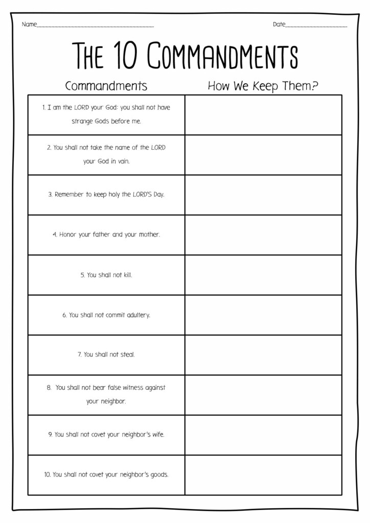 15 Free Printable 10 Commandments Worksheets Bible Worksheets 10 