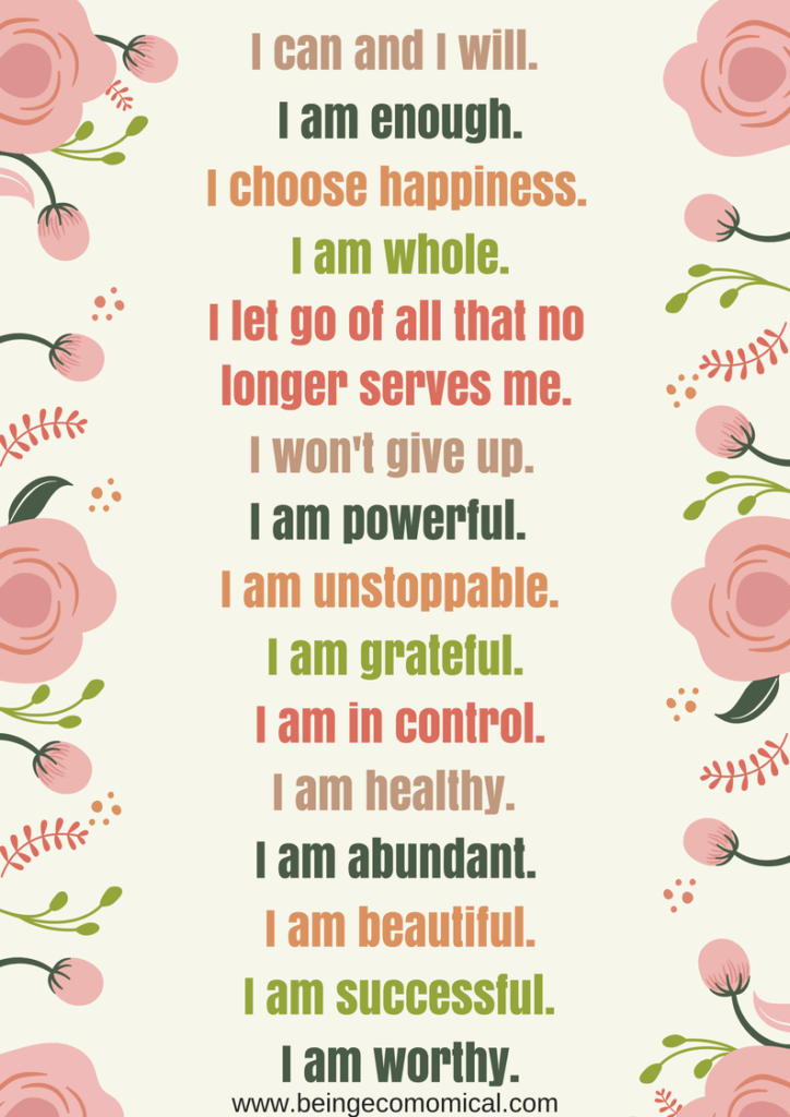 15 Positive Affirmations To Say Daily FREE Printable Ecomomical