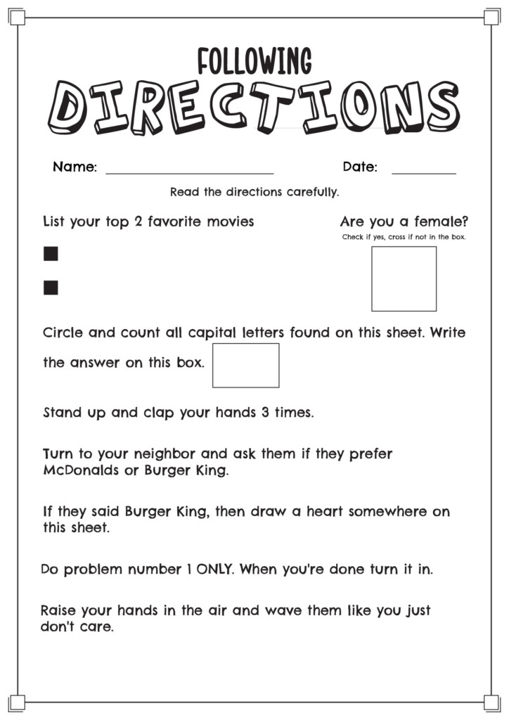 17 Following Directions Worksheets Grade 3 Free PDF At Worksheeto