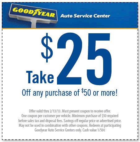  25 Off 50 At Goodyear Coupon Via The Coupons App Printable Coupons 