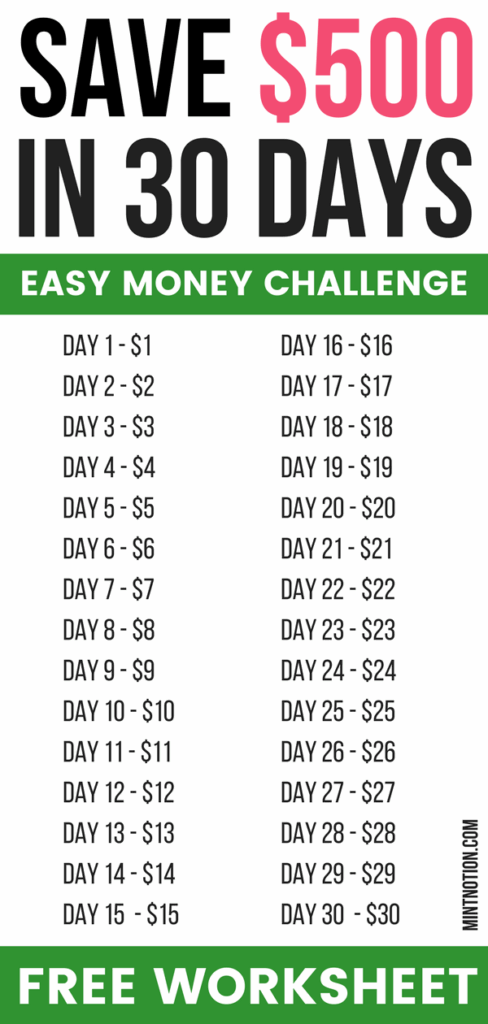 30 Day Money Saving Challenge Printable Printable Templates