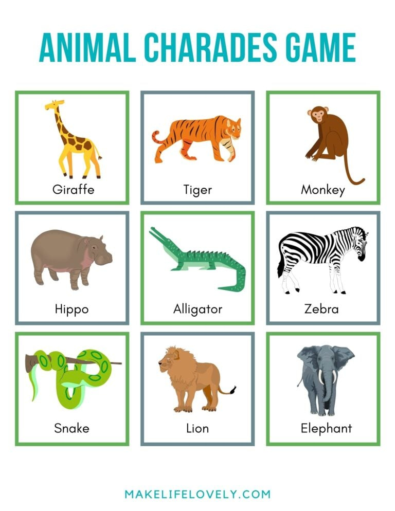 45 FREE Printable Animal Charades Cards All Ages Make Life Lovely