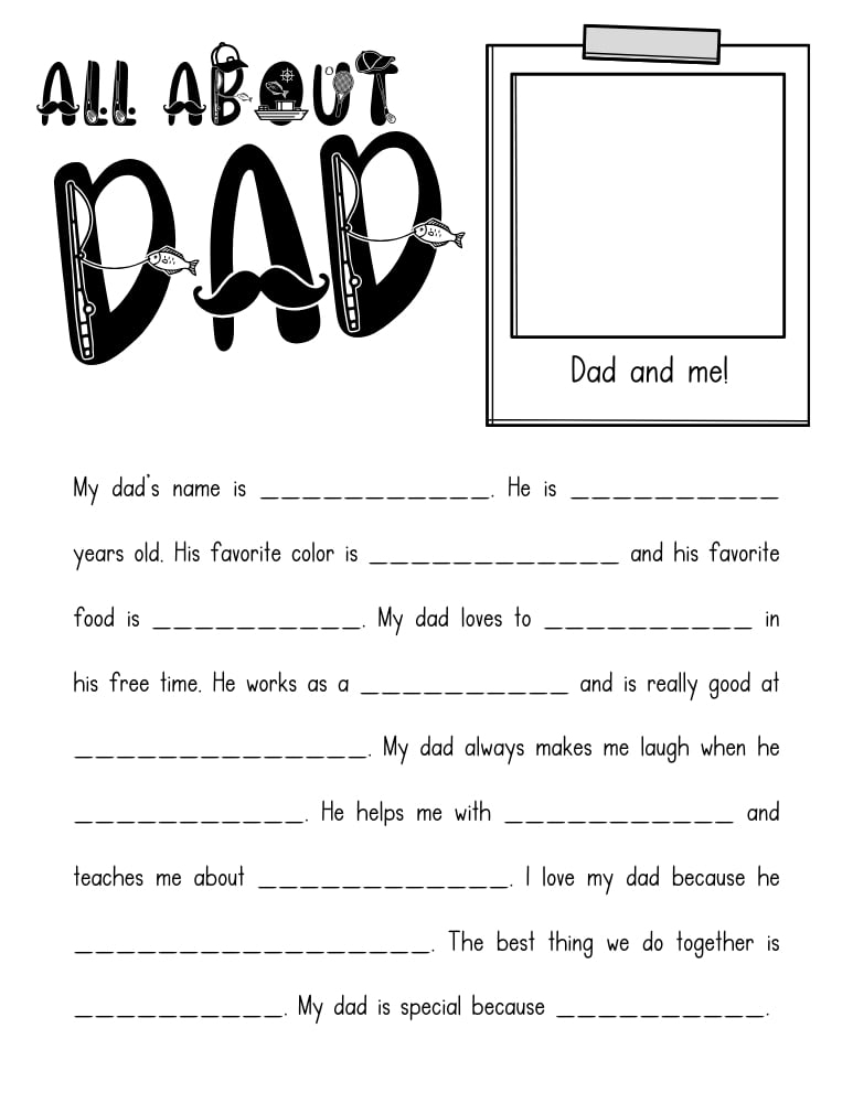 5 Free All About Dad Printables For Father 39 s Day