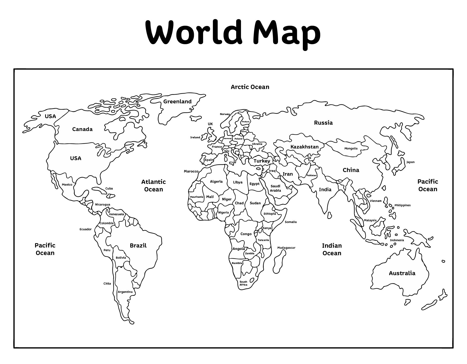 6 Best Images Of Black And White World Map Printable Blank World Map