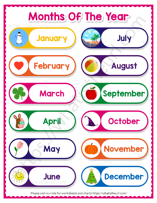6 Best Printable Months Of The Year Chart Printablee Com Months Of 