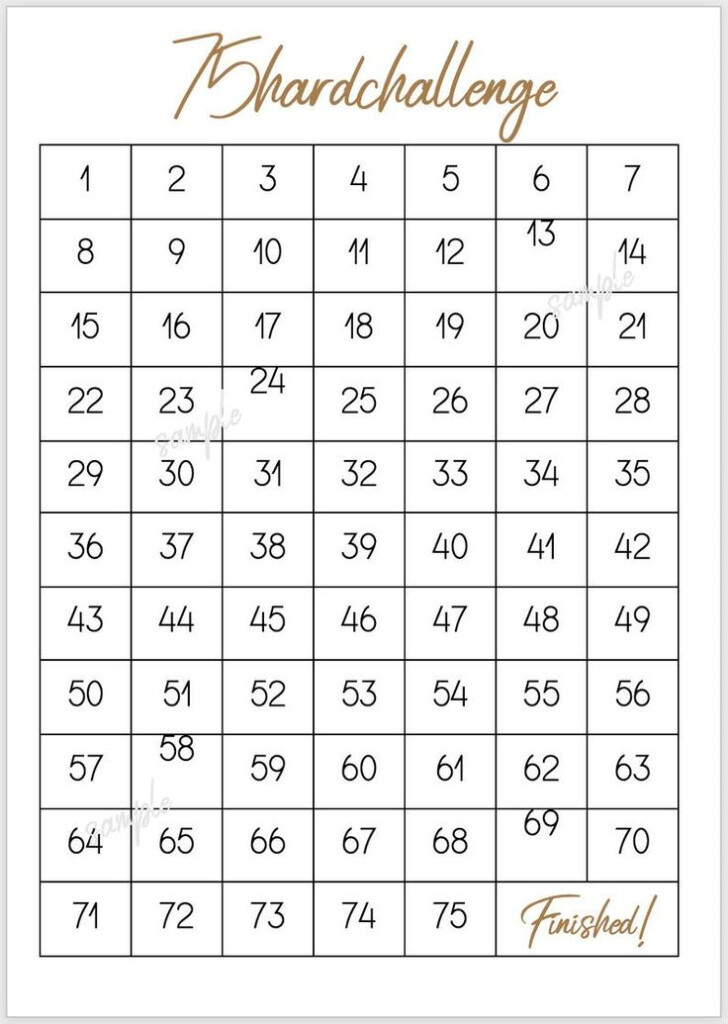 75 Hard Calendar Printable