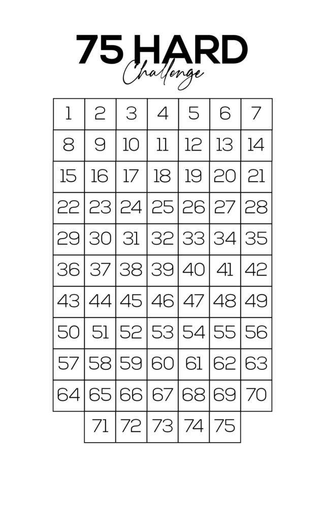 75 Hard Calendar Printable Free Printable Word Searches