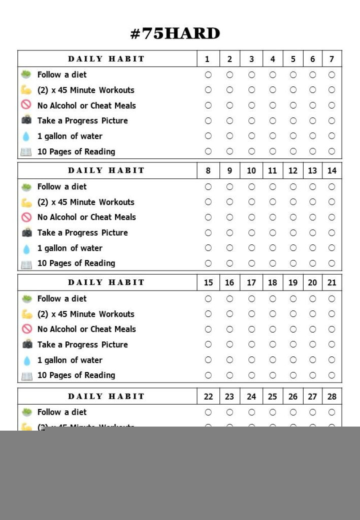 75 Hard Challenge Printable Free Download