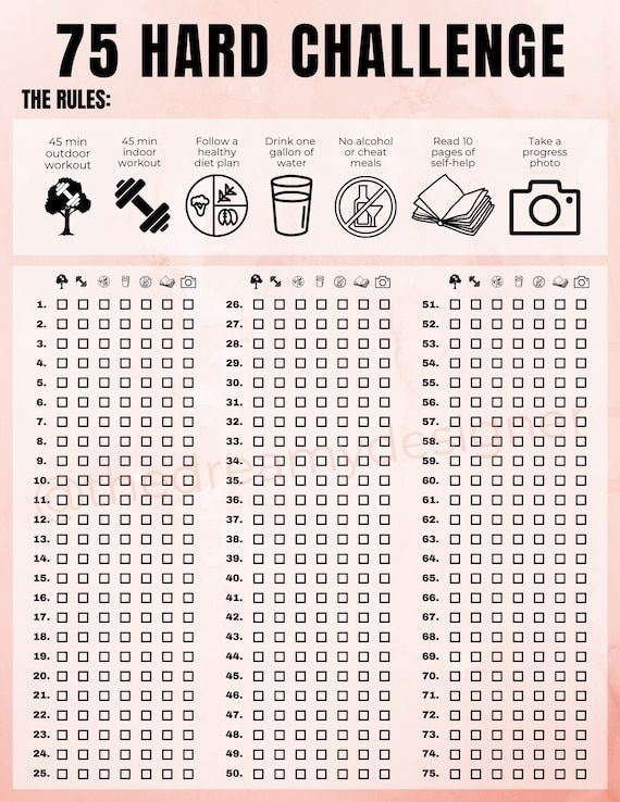 75 Hard Challenge Printable Free Printable Calendars AT A GLANCE