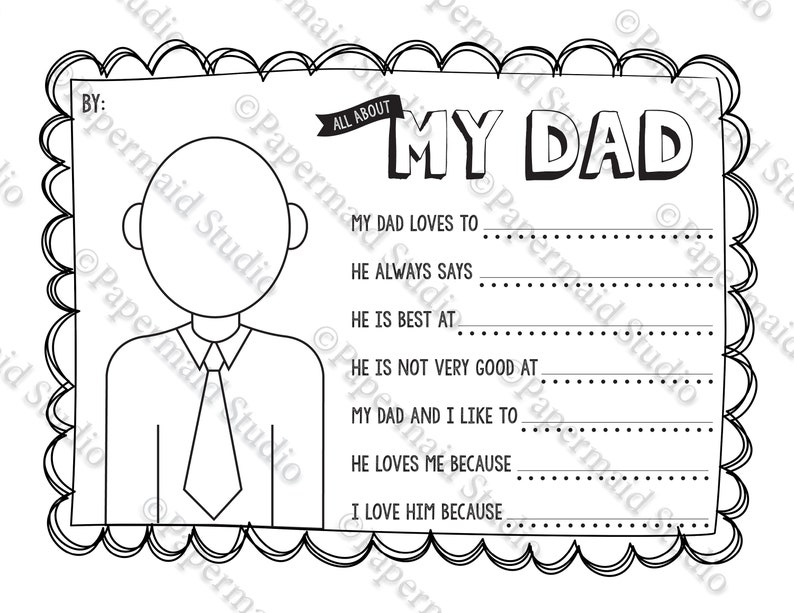 About My Dad Printable