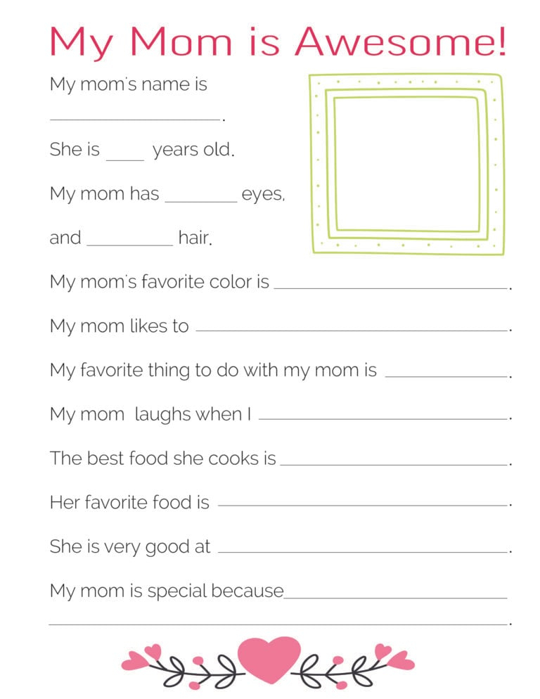 About My Mom Printable