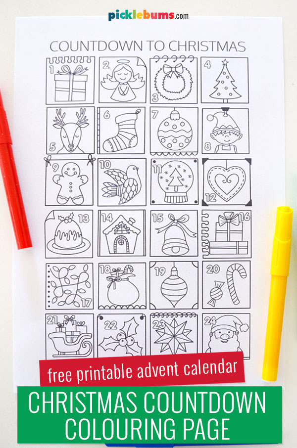Advent Calendar Colouring Page Free Printable Picklebums