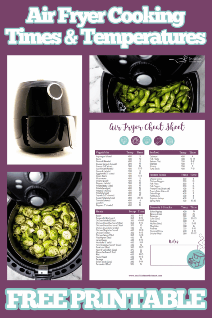 Air Fryer Cheat Sheet Free Printable Air Fryer Cooking Times 