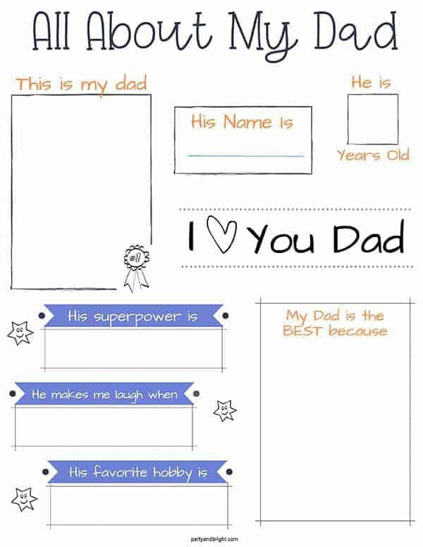 All About My Dad Printable Free Father s Day Gift For Dad Grandpa 