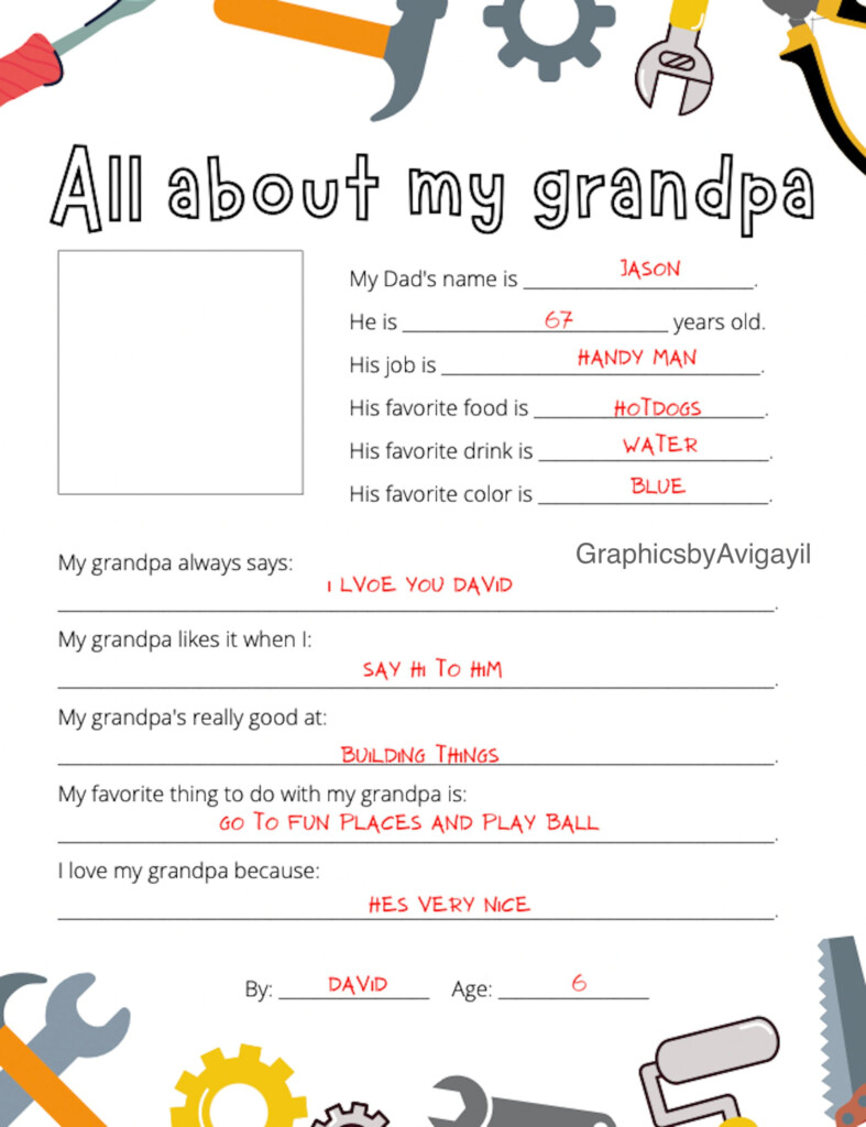 All About My Grandpa Free Printable
