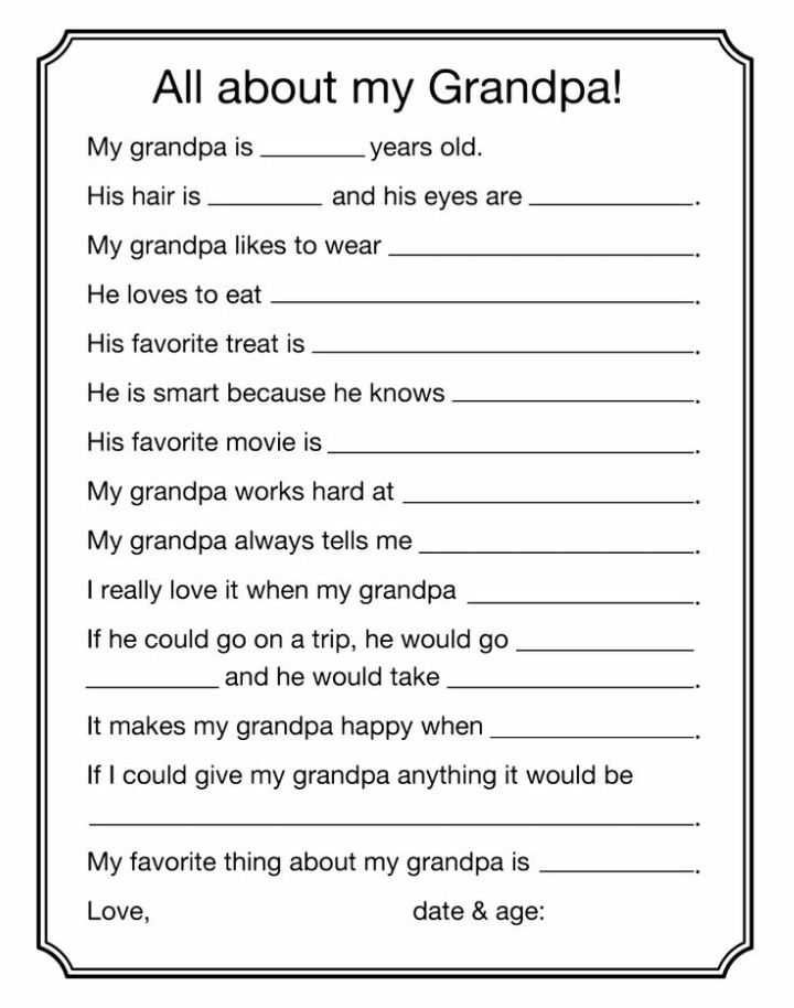 All About My Grandpa Free Printable Printable Templates