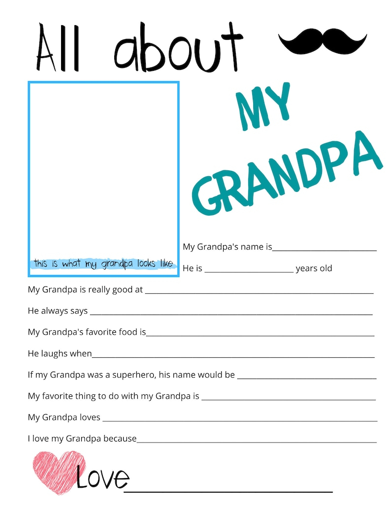 All About My Grandpa Free Printable Printable Templates Protal