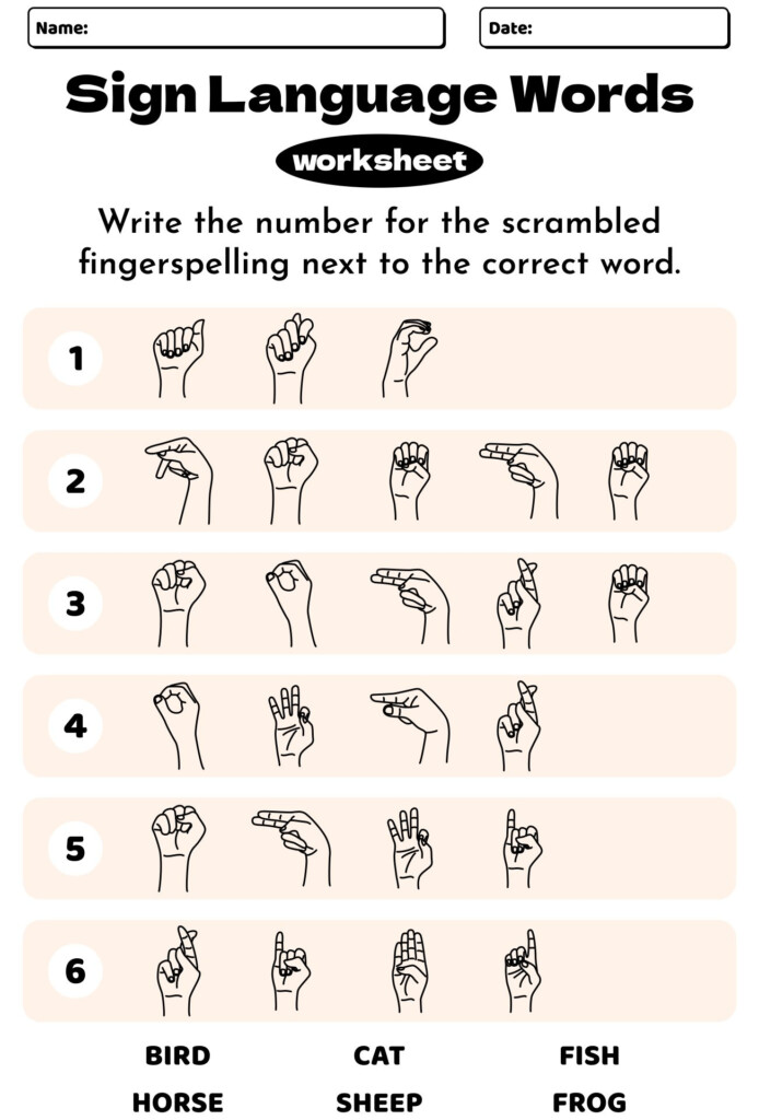 American Sign Language Printable Sheets