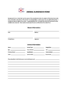 ANIMAL SURRENDER FORM My Pet 39 s Vet