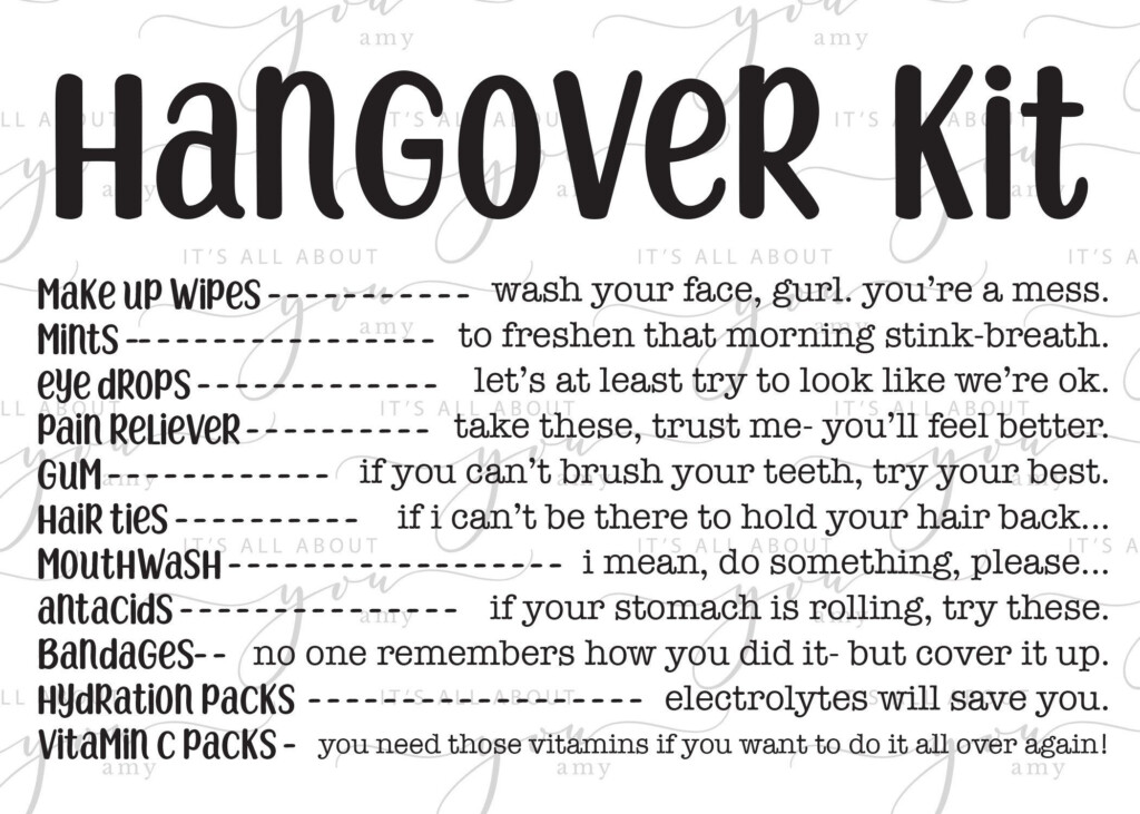 Bachelorette Survival Free Printable Hangover Survival Kit Printables 