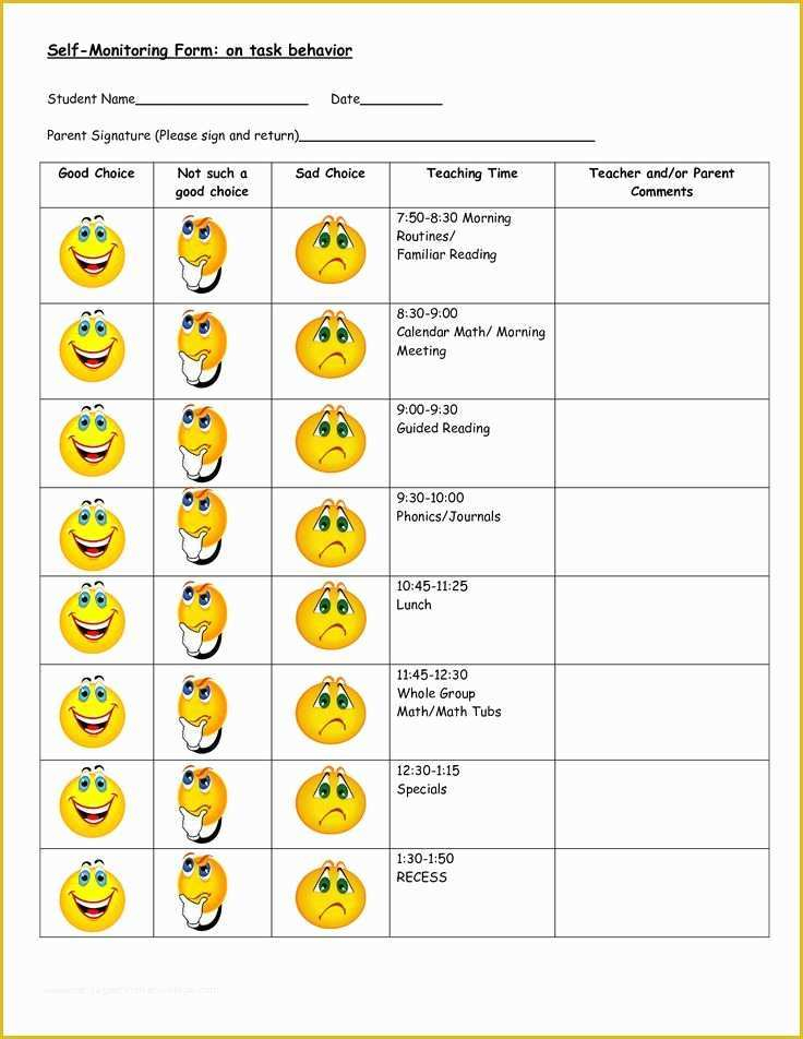Behavior Worksheets Printable Free