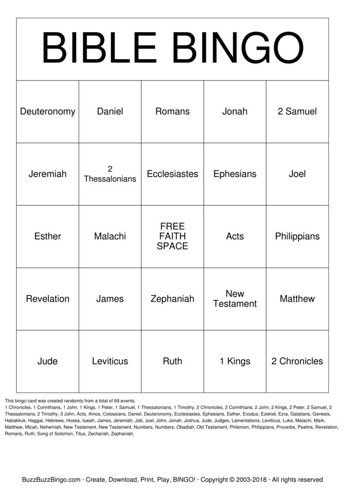 Bible Bingo Cards Free Printable