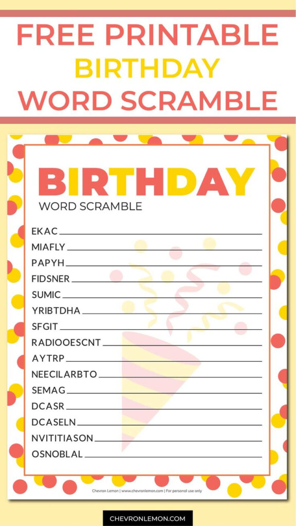 Birthday Game Printables