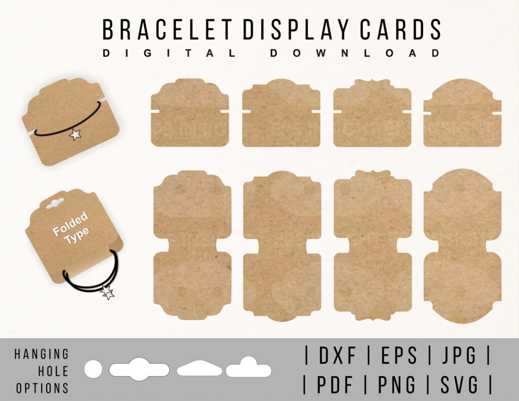 Bracelet Display Card Template Bracelet Holder Folded Etsy