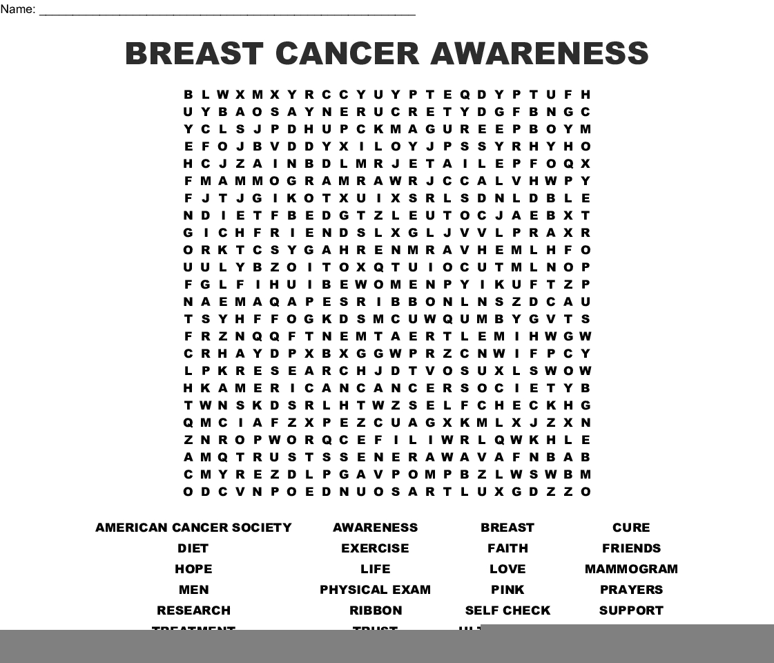 Breast Cancer Awareness Word Search Wordmint Printable Bingo Cards