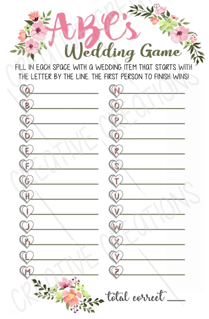 Bridal Shower Game Abc 39 s Bridal Shower Game Printable Template Free 