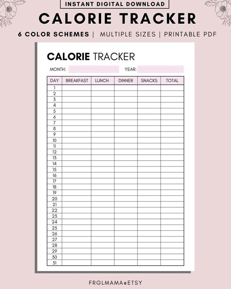 Calorie Tracker Printable Printable Free Templates
