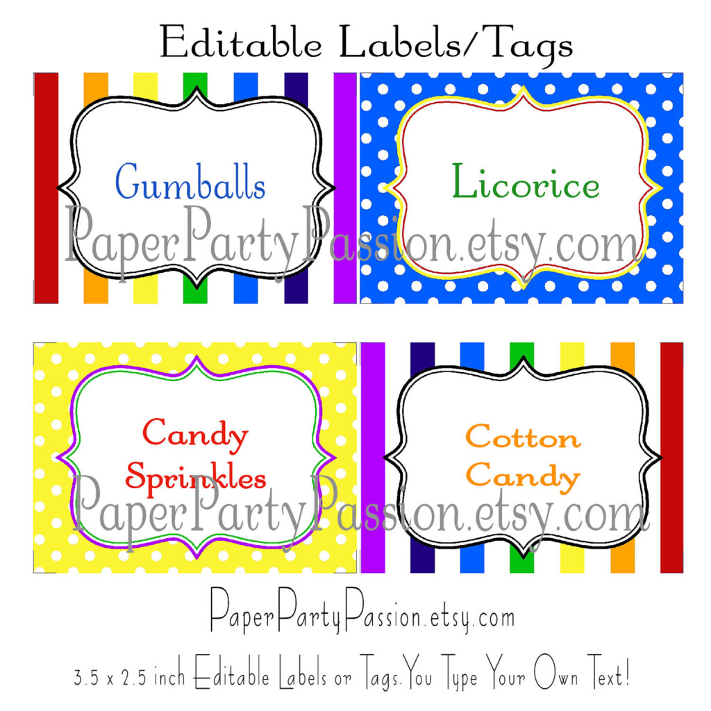 Candy Labels Free Printables