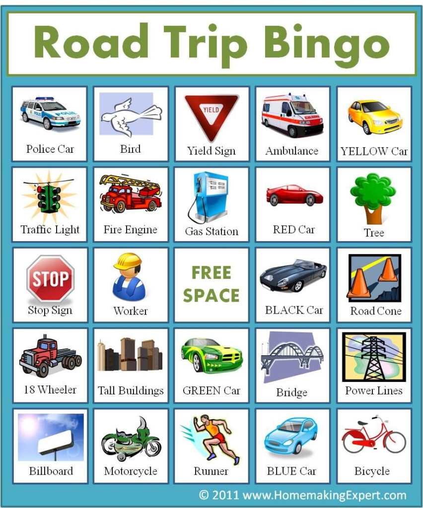 Car Trip Bingo Printable