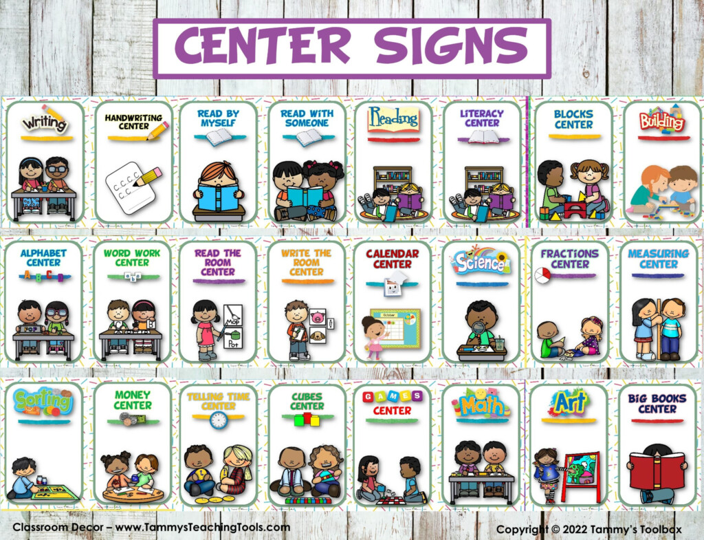 Center Signs And Labels In Polka Dot Classroom Decor Theme Made By 