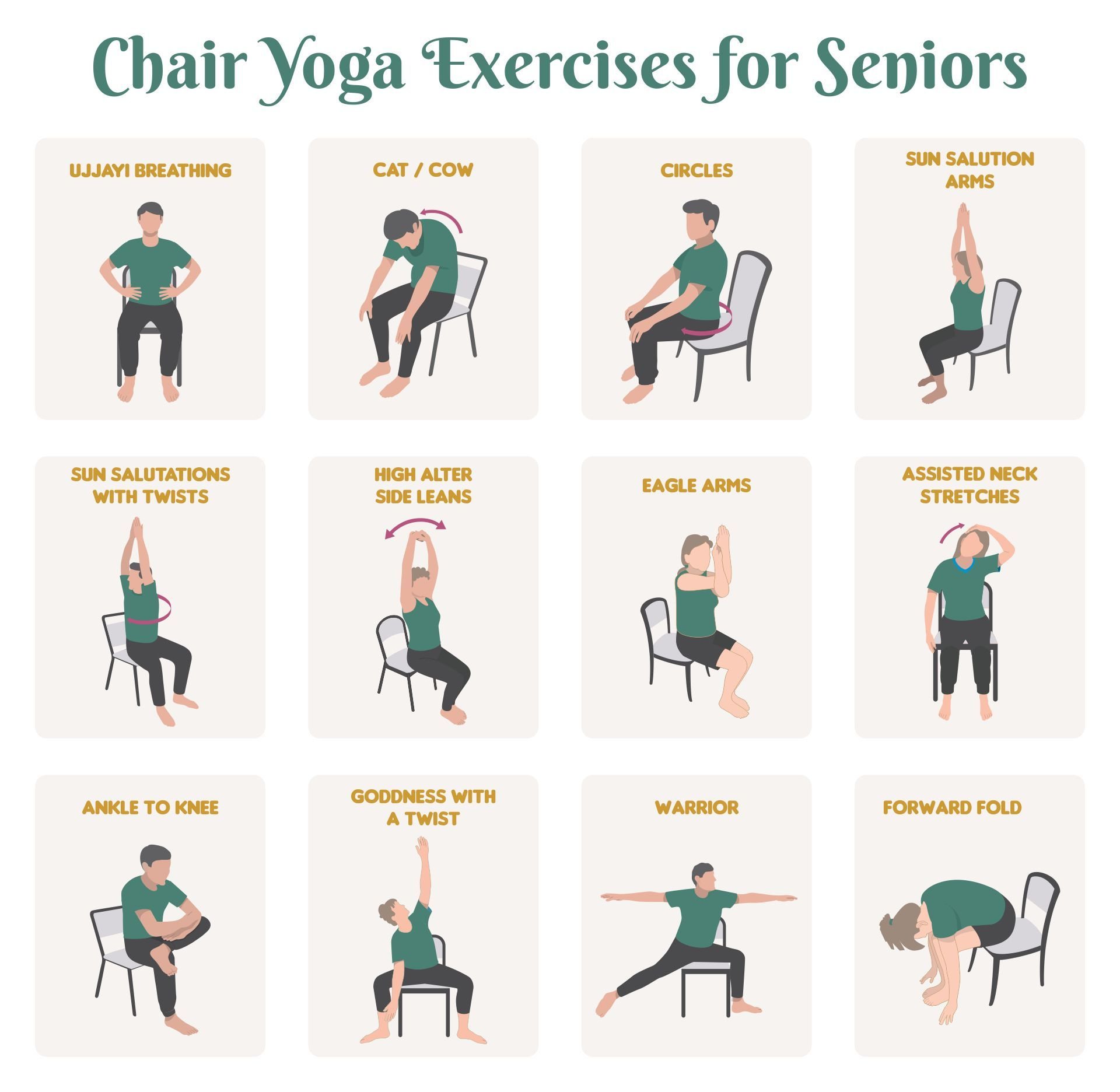 Chair Yoga Exercises For Seniors 20 Free Pdf Printables Artofit