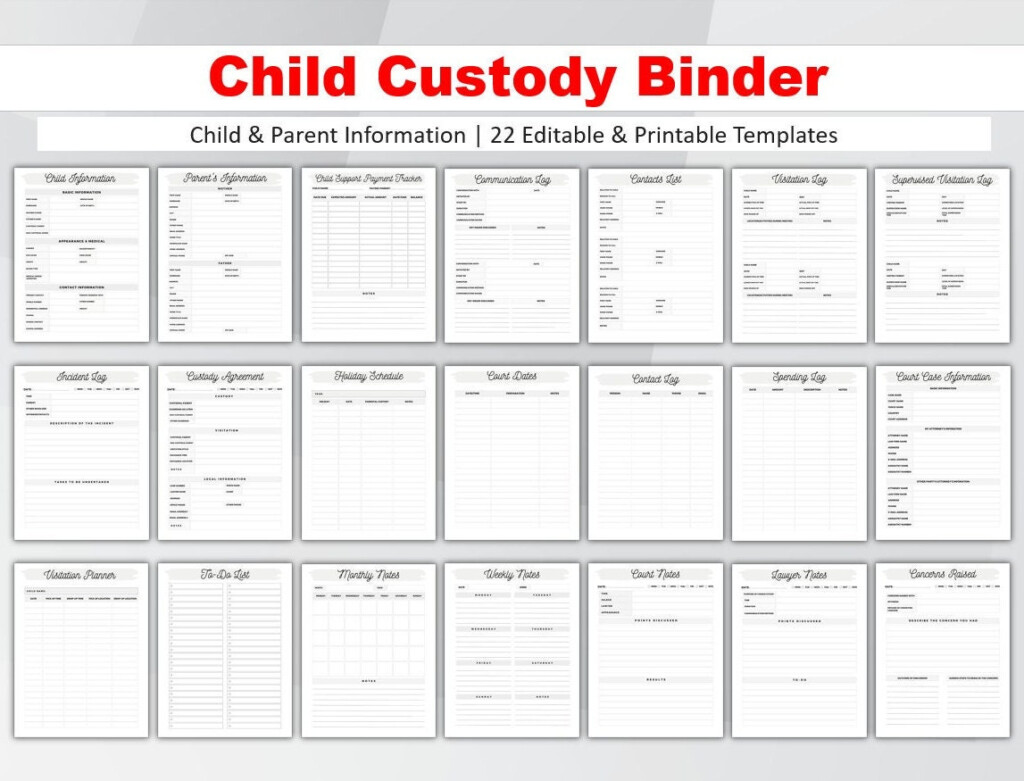 Child Custody Binder Editable Printable Child Custody Etsy