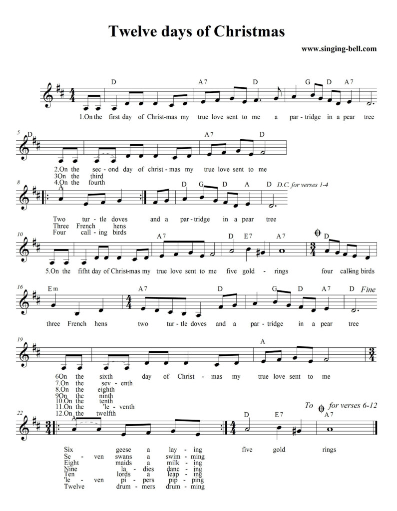 Christmas Carols Sheet Music Free Printable Free Printable