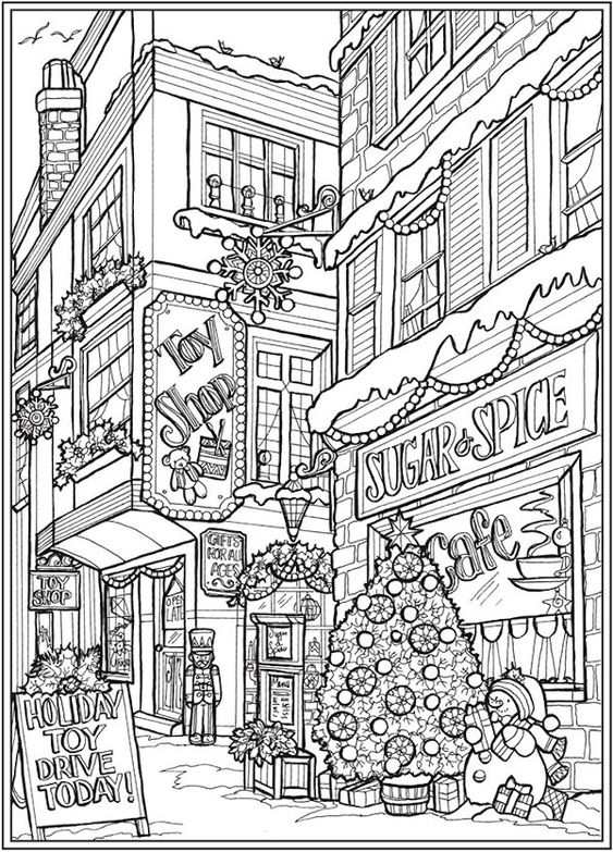 Christmas Village Coloring Page Free Printable Colori Vrogue co