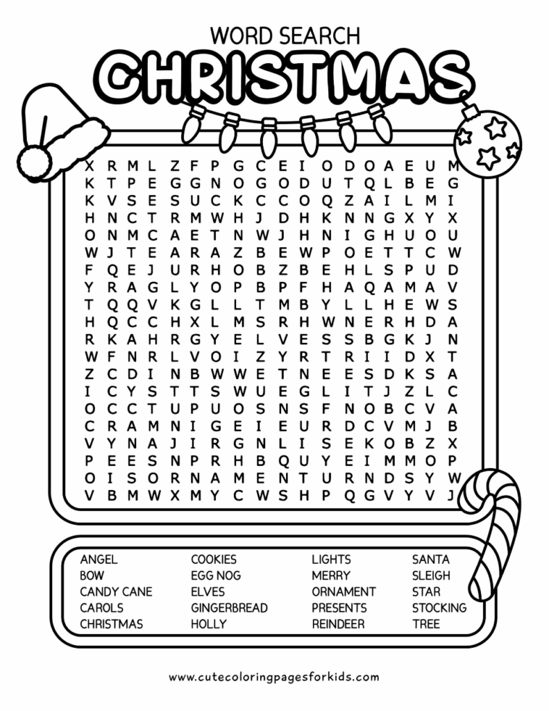 Christmas Word Search Free Printable Pdf For Kids Coloring Pages 