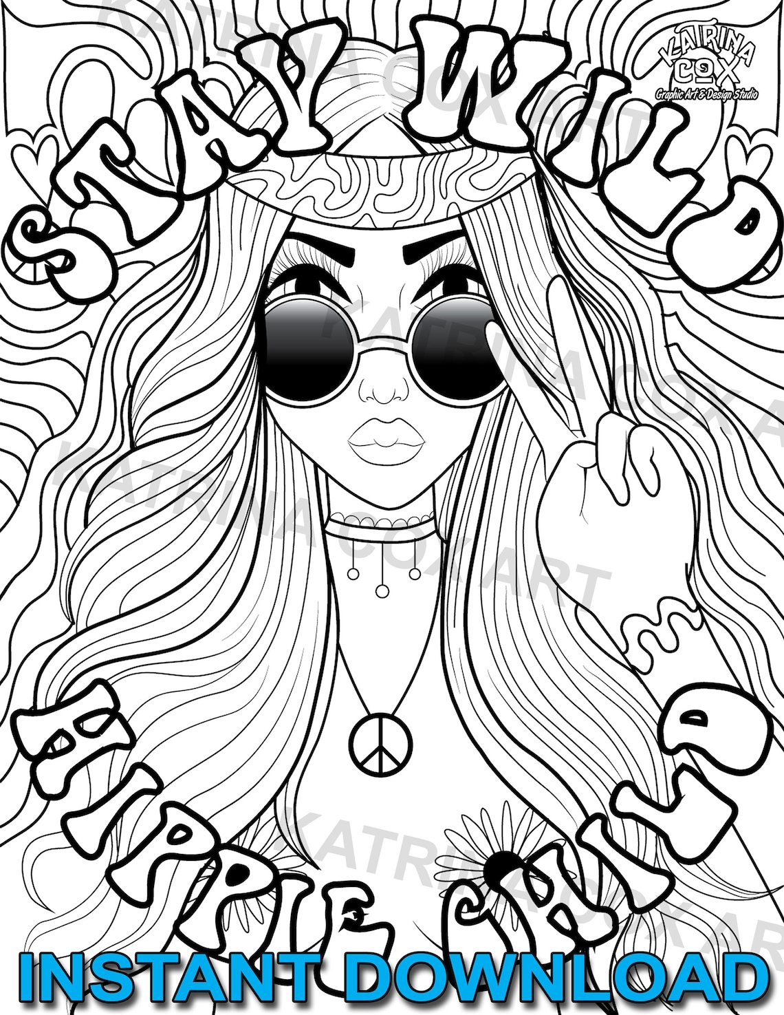 Collection Of Hippie Coloring Pages Free Printable